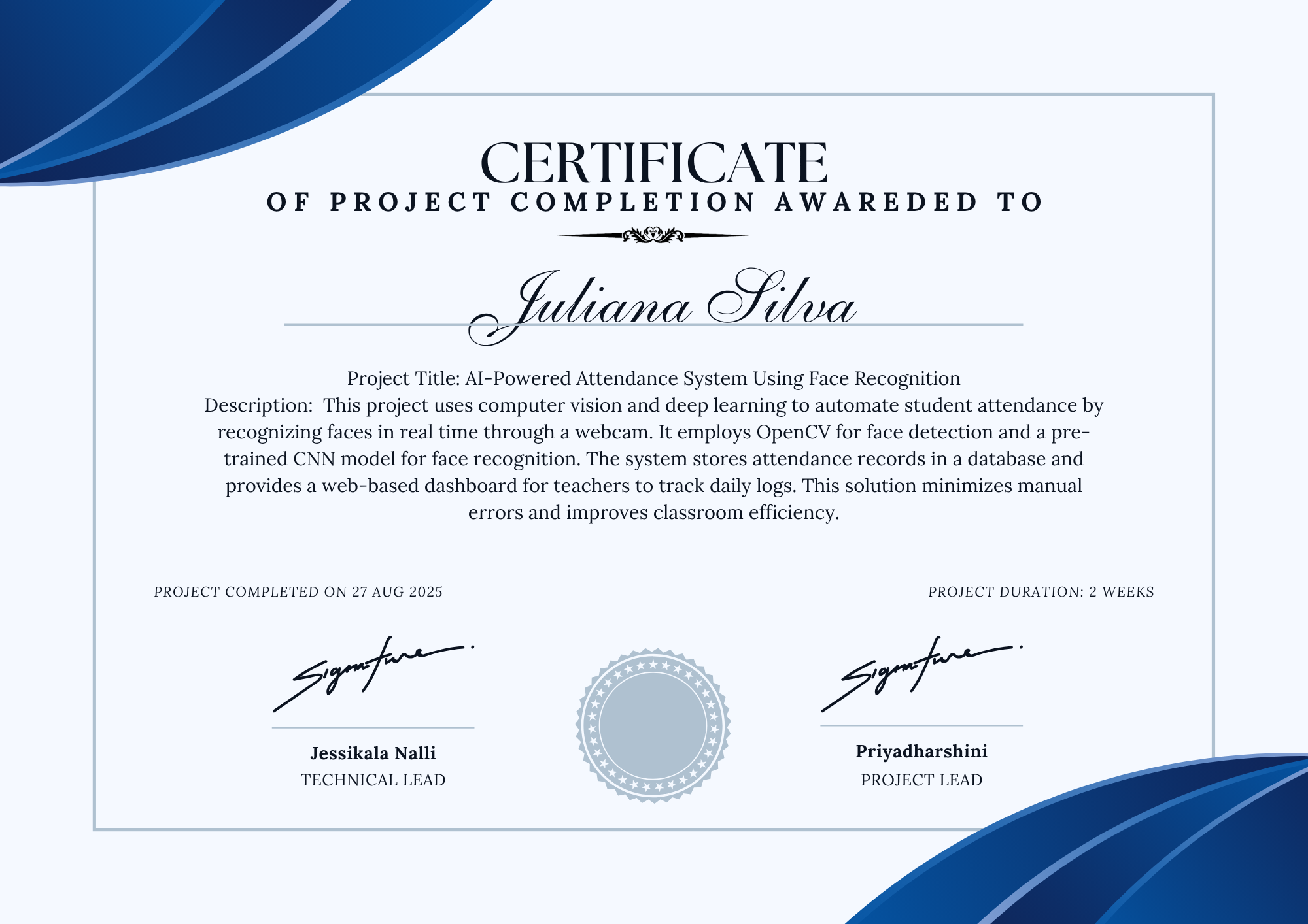 Sample Certificate